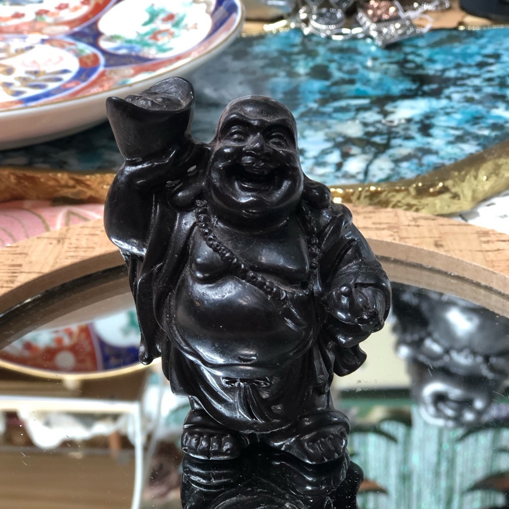 Good Luck 🍀Resin Black Laughing Buddha Figurine